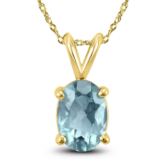 SZUL Women's 14K Yellow Gold 6x4MM Oval Aquamarine Pendant