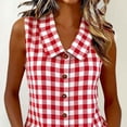 thumbnail image 6 of Womens Sleeveless Button Down Shirt Solid V Neck Baisc Top Casual Tank Tops Classic Collared Blouses Blazer Vest, 6 of 8