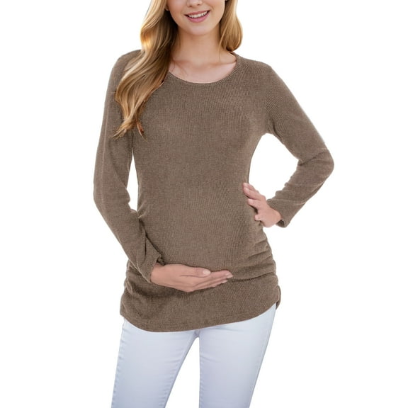 Women's Maternity Tops Sweaters Long Sleeve Knit Pregnancy Shirts Clothes