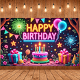 thumbnail image 5 of Neon Style Banner Colorful Design Party Backdrop Birthday Cake Balloon Decor Celebration Background for Birthday Party Kids Celebration Indoor Decor, 5 of 9