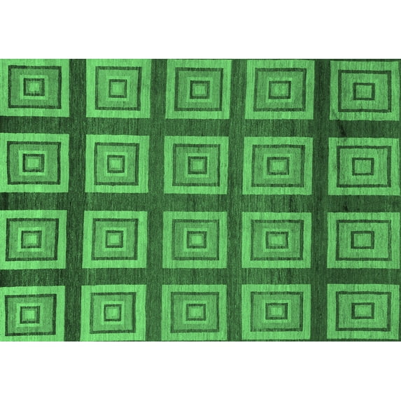 Ahgly Company Indoor Rectangle Abstract Emerald Green Modern Area Rugs, 4' x 6'