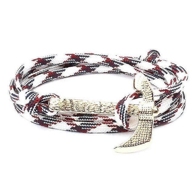Nuevas pulseras de ancla con hacha dorada de moda para hombre, abalorios de cuerda de supervivencia 550 Chai,4