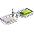 thumbnail image 4 of Bewildely Jabonera de baño doble portátil, sin perforaciones de aluminio, sin taladro, soporte para estante montado en la pared, caja de jabón Juegos de accesorios de baño, 4 of 6