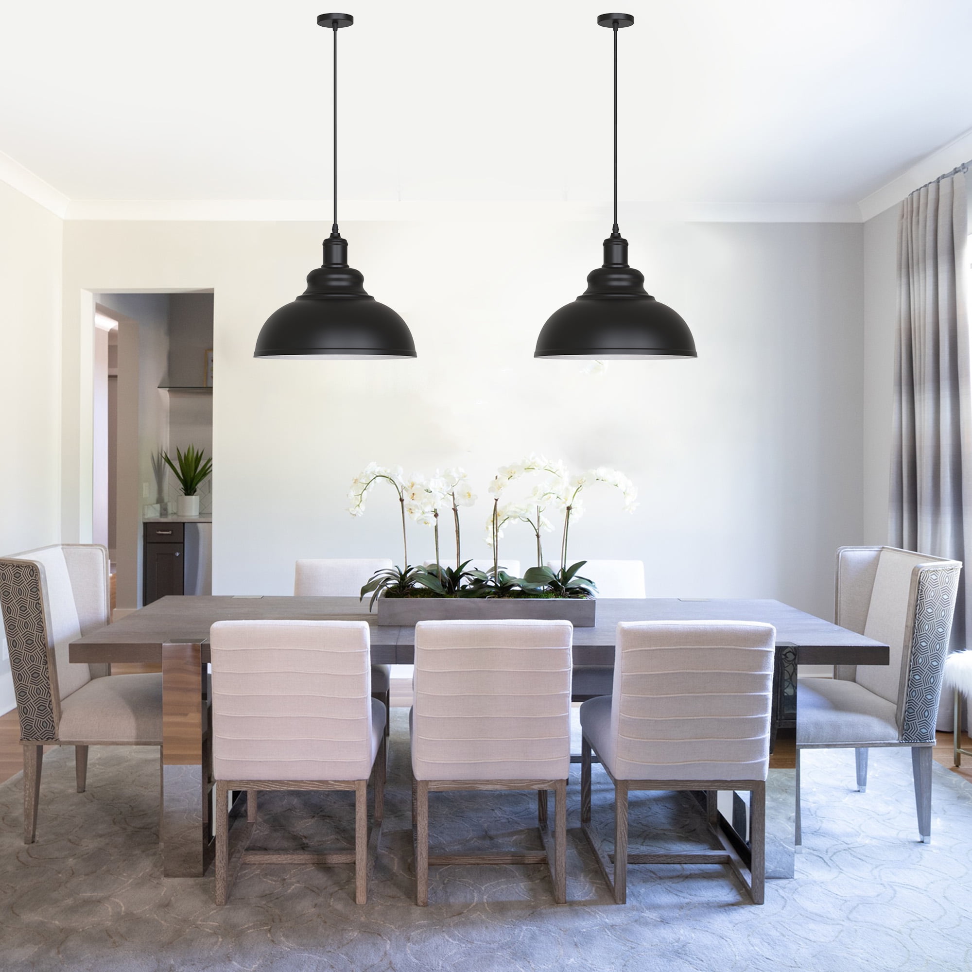 Briignite 1-Light Pendant Lighting,Hanging Light Fixtures with E26 Base, Industrial Black Pendant Lights for Hallway Kitchen Island Dining Room Living Room