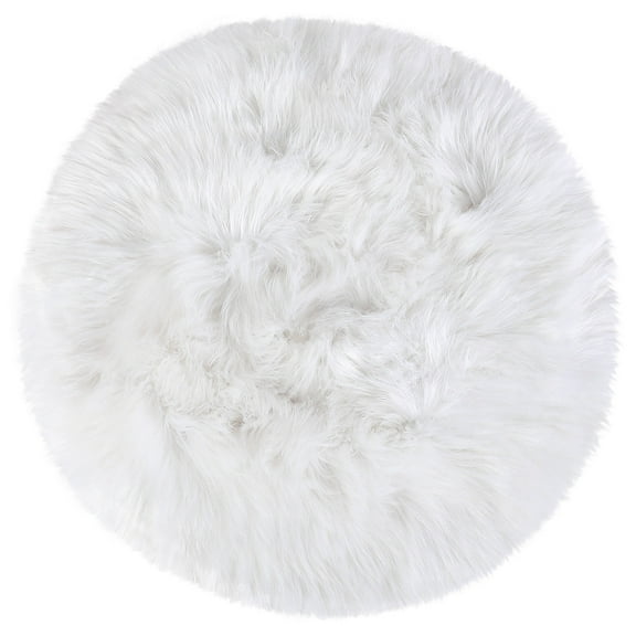 Unique Bargains Artificial Animal Wool Soft Faux Fur Sheepskin Plush Area Rug White 2x2 Feet Round