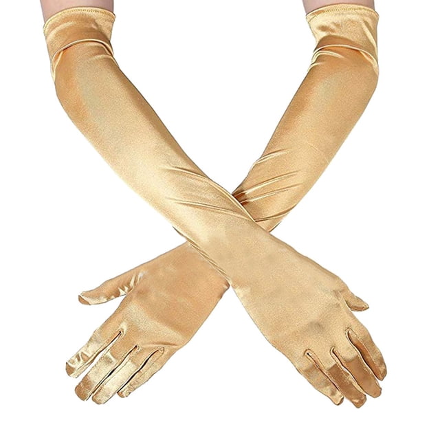 Gants Dorés Mitaines Adultes Femmes Gants Cosplay Longs Aguichant Soirée Performance Robe de Mariée