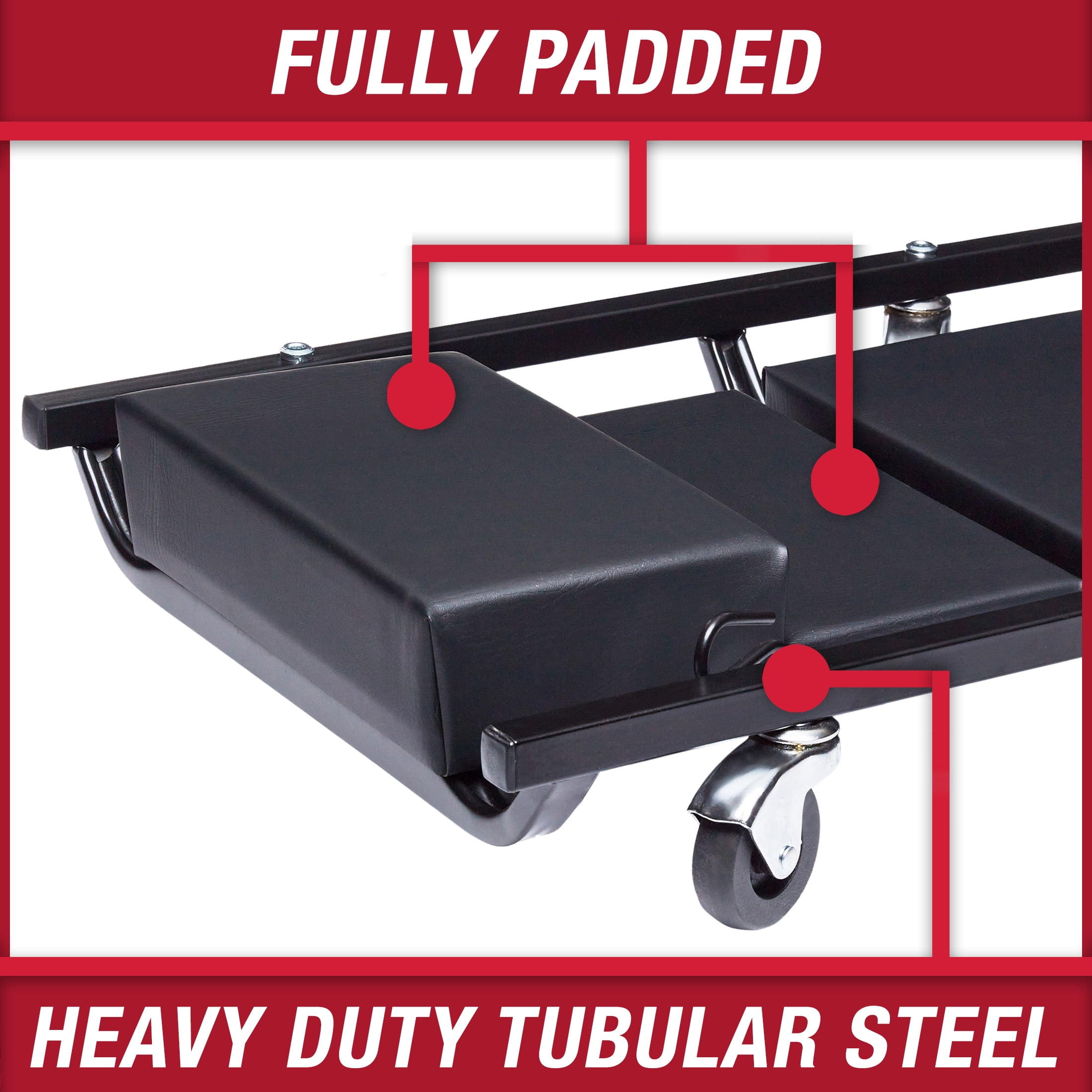 Hyper Tough Rolling Creeper with Adjustable Headrest