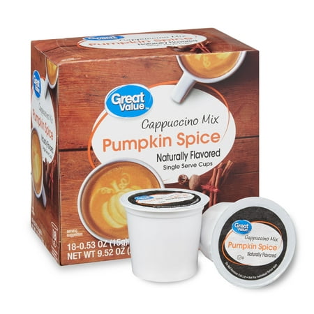 Great Value Pumpkin Spice Cappuccino Mix Coffee Pods, 18 (Best Pumpkin K Cup)