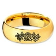 thumbnail image 2 of Tungsten Dia De Los Muertos Day of the Dead Band Ring 7mm Men Women Comfort Fit 18k Yellow Gold Dome Polished, 2 of 4