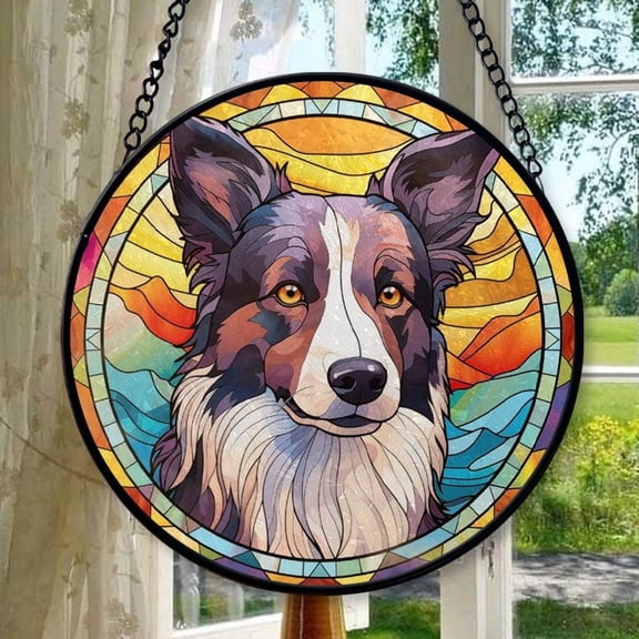 Tri-Colored Border Collie: Stained Glass-Style Christmas Ornament - Made With Real Glass, Stained Glass Ornament 2025, Holiday Decoration, Seasonal Keepsake Gift, Unique