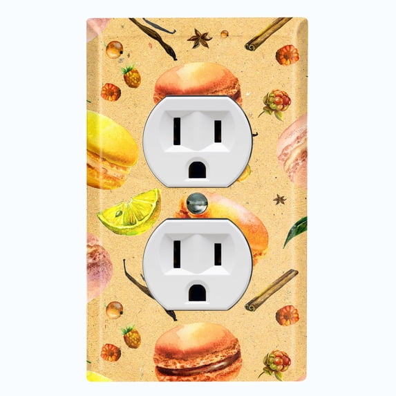 Metal Light Switch Plate Cover Macaroon Fruit Croissant French Desserts CAK014