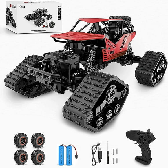 2 in 1 RC Cars Remote Control Car 1:14 Scale 25 mph 40 km/h High Speed 4WD Off Road RC Trucks for Adults Boys & Kids, 2.4GHz All Terrain Toy Cars with 2 Rechargeable Batteries(red)