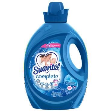 Suavitel Complete Liquid Fabric Softener and Conditioner, Field Flowers, 100 oz, 100 Small Loads