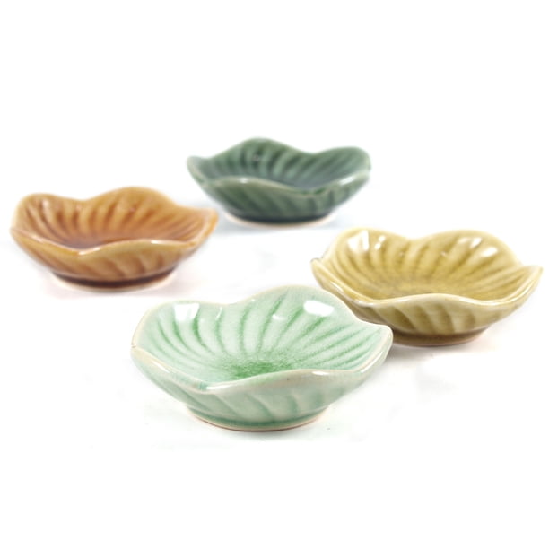 Small Crackled Glass Asian Japanese Sauce Dishes Bowls