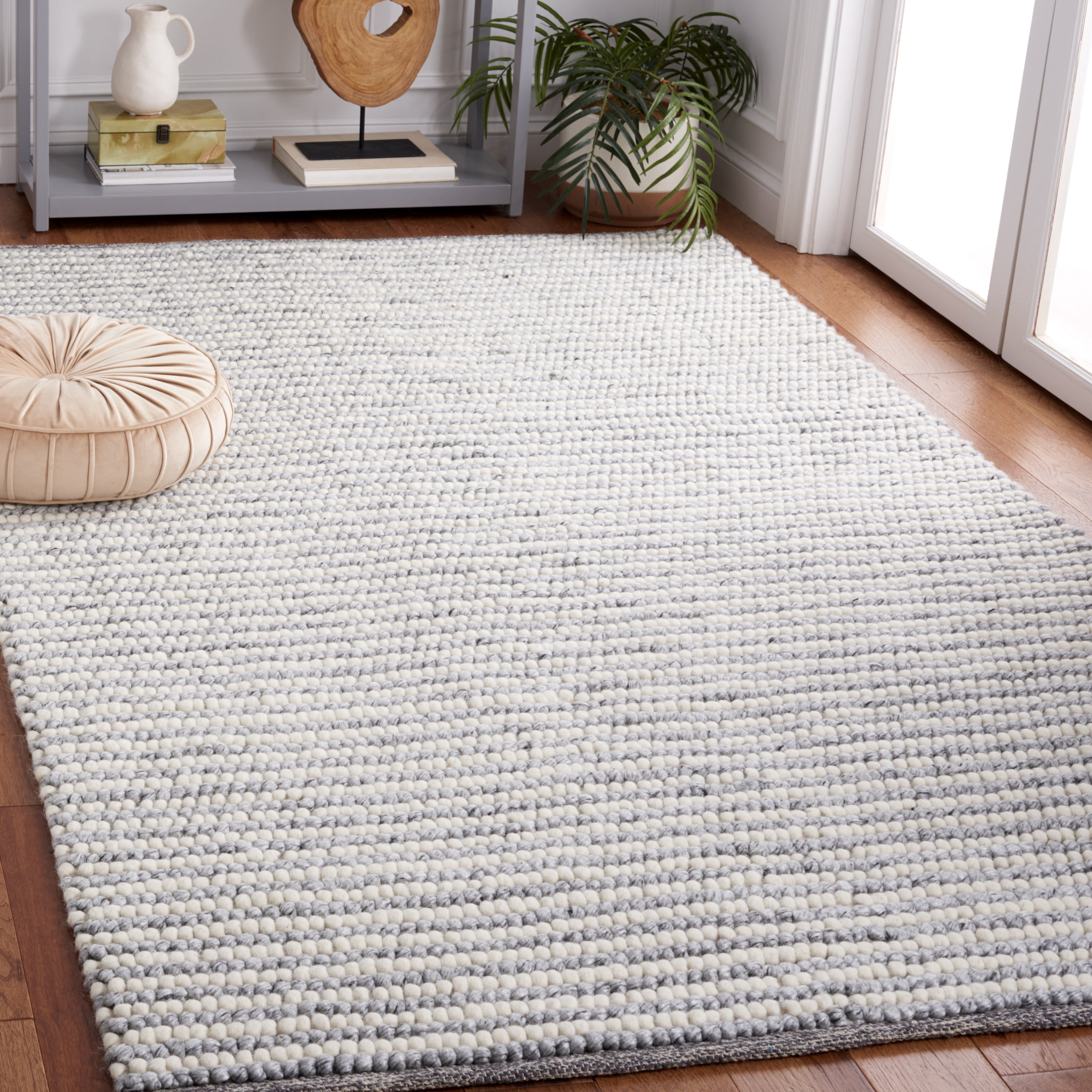 SAFAVIEH Martha Stewart Natura Striped Area Rug, Ivory/Grey, 5' x 8'