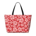 thumbnail image 2 of Gaeub Red Hibiscus Flower Beach Travel Bag, Multi-Pocket Beach Bag, Summer Vacation Bag, Beach Essentials Tote, 2 of 7