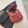 thumbnail image 2 of Bolso Hombro Plisado Acolchado Bordado Hilo Mujer Bolsos Cruzados Rojo, 2 of 9