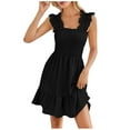 thumbnail image 1 of Birdeem Robe Sans Manches à Encolure Carrée Mi-Mollet pour Femmes Été Décontractée Sans Manches à Volants Dos Nu Boho Courte Mini Robe, 1 of 12