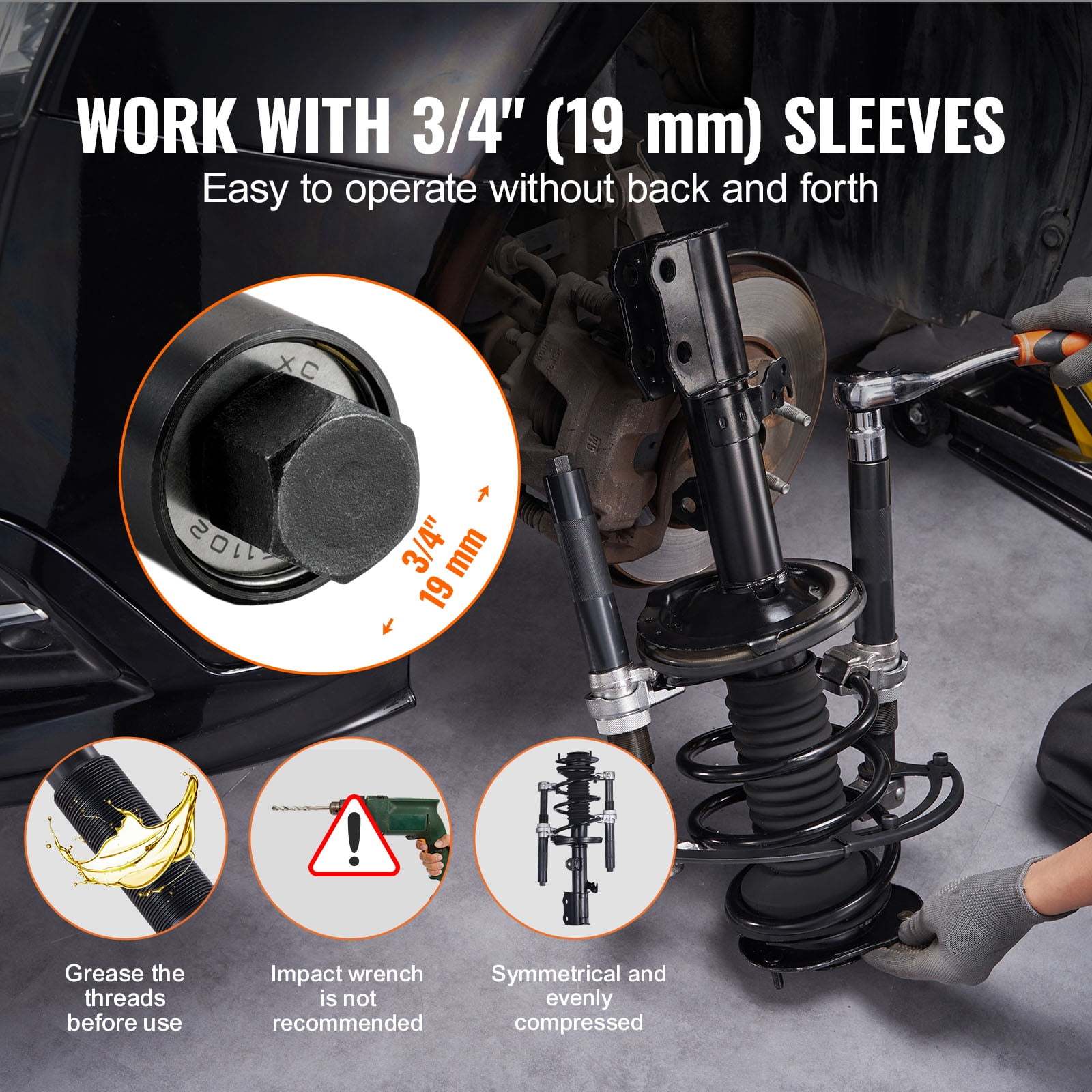 KFFKFF 2 pcs Heavy Duty Coil Spring Compressor Tool Macpherson Strut Spring Compressor Set 2646 lbs Strut Spring Compressor