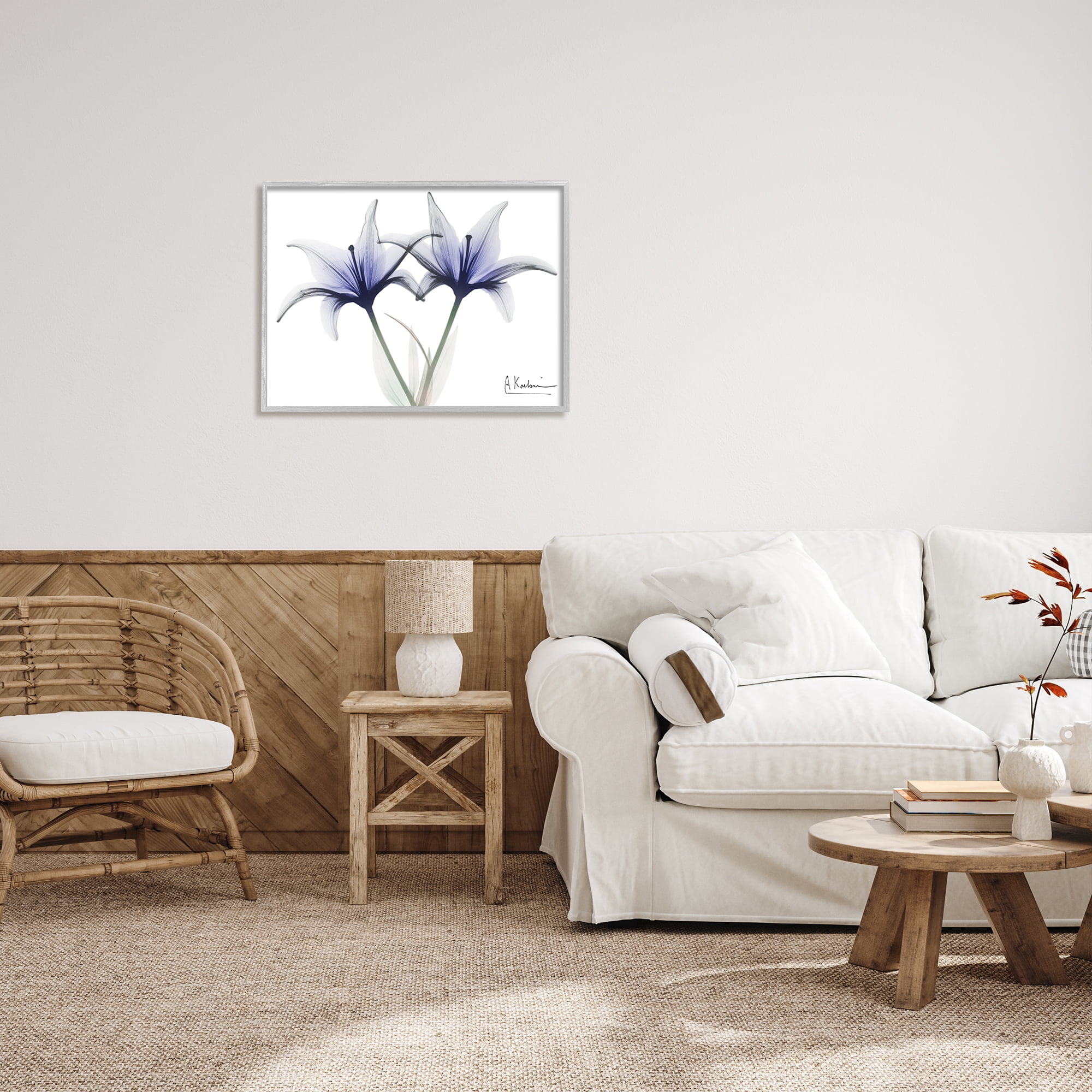 Stupell Industries X-Ray Lily Flowers Botanical & Floral Photography Gray Framed Art Print Wall Art, 30 x 24