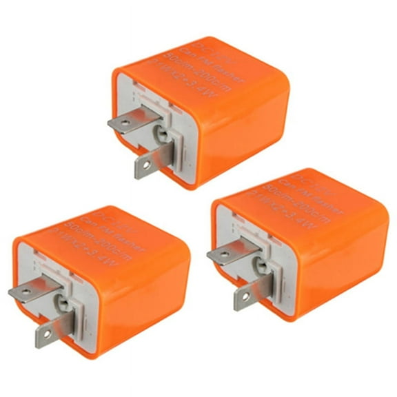 3X 2 Pin Speed Adjustable LED Turn Signal Indicator Flasher Relay 12V,3 x 2-Pin Speed Adjustable LED Flasher Relay Fix Turn Signal Flash,orange