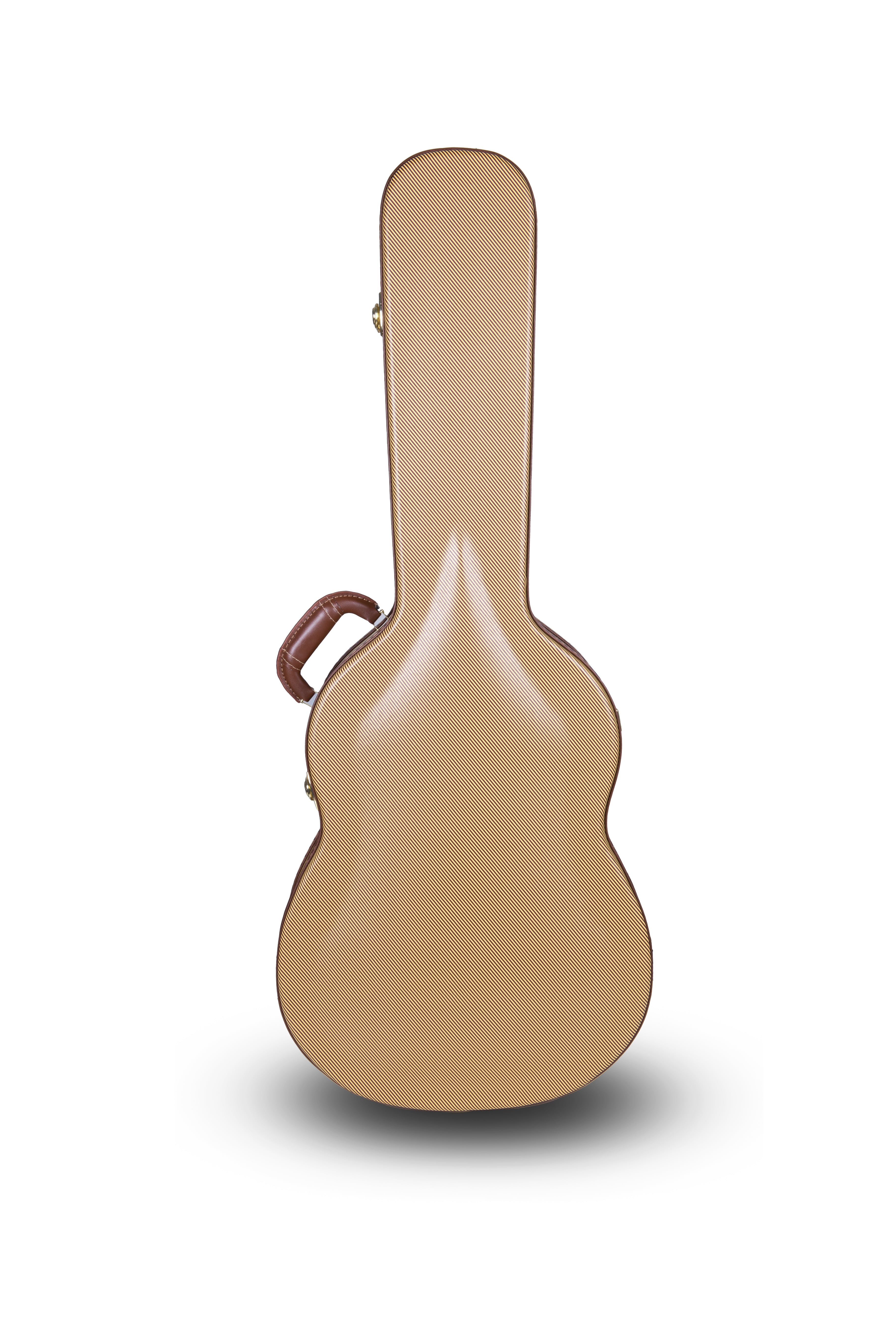 Crossrock Hard-Shell Wooden Case-Fits 4/4 Classical Nylon String Acoustic Guitars-Stainless Steel Latches, Sponge Lining, Metal Feet, Storage Space-Vinyl Tweed