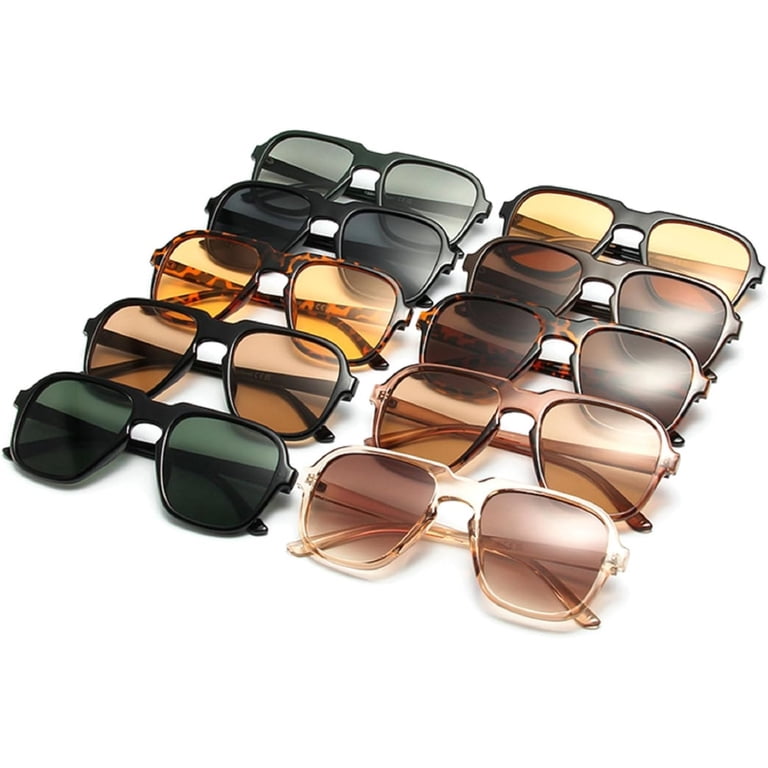 Square Women Retro Pilot Sunglasses Ocean Gradient Lens  display picture 3