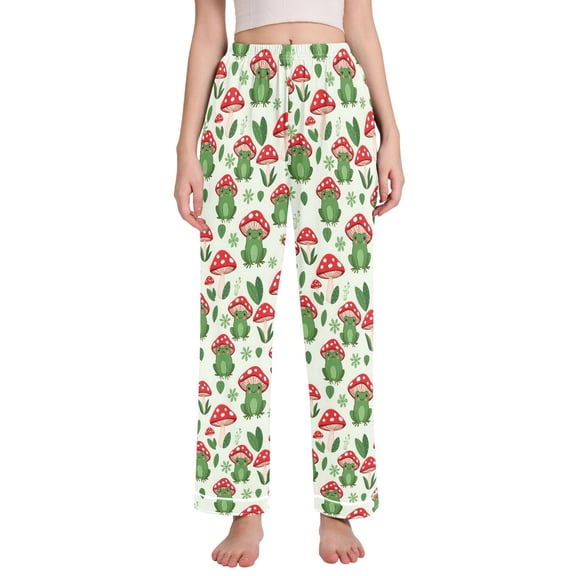 joogoo Women Frog with Mushroom Pajamas Pants Lounge Bottoms Pjs with Pockets M