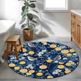 thumbnail image 4 of Lemon Bird Round Area Rug 4 FT, Non Slip Indoor Outdoor Rug, Blue Yellow Pastoral Flowers Plant Summer Washable Soft Circular Carpet Non-Shedding Floor Mat for Coffee Table Nursery Foyer Balcony, 4 of 8