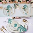 thumbnail image 2 of Turquoise Starfish Cloth Napkins, Ocean Nautical Seahorse Coral Shell Washable and Reusable Dinner Napkins Set of 8, Table Napkin for Kitchen Party Birthday Wedding Hotel Housewarming 20"x20", 2 of 8