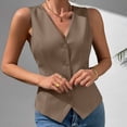 thumbnail image 2 of Tqcoqu Womens Stretchy Knit Blazer Vest Tops, V-Neck Sleeveless Button Down Suit Vest for Business Casual Outfits, 2 of 7