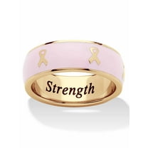 PalmBeach Jewelry "Serenity, Courage and Strength" Breast Cancer Awareness Inscribed Eternity Band Pink Enamel Gold Ion-Plated or Stainless Steel