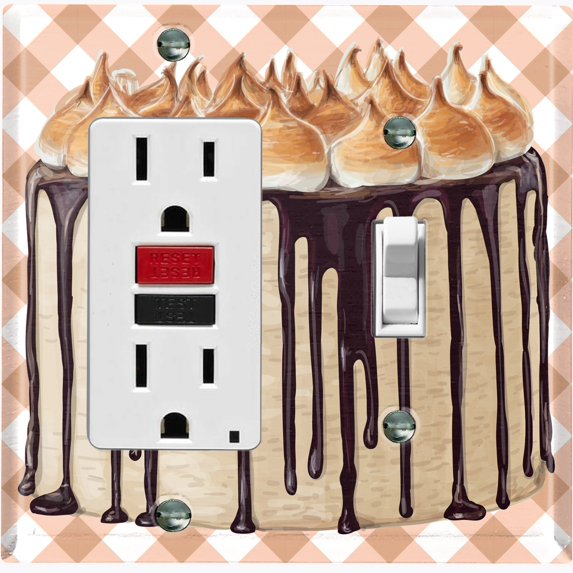 Metal Light Switch Plate Cover Elegant Chocolate Cake Desserts CAK005