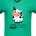 thumbnail image 4 of Inktastic Sorry, I'm a Bit MOOdy Today Cute Cow Pun Women's V-Neck T-Shirt, 4 of 5