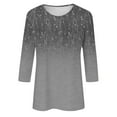 thumbnail image 3 of DENGDENG Three Quarter Length Sleeve Tops for Women Elbow Womens Casual Shirts for Summer Crew Neck Loose Fit Tunic Tops Plus Size Floral Womens Flowy Blouses Gray M, 3 of 4