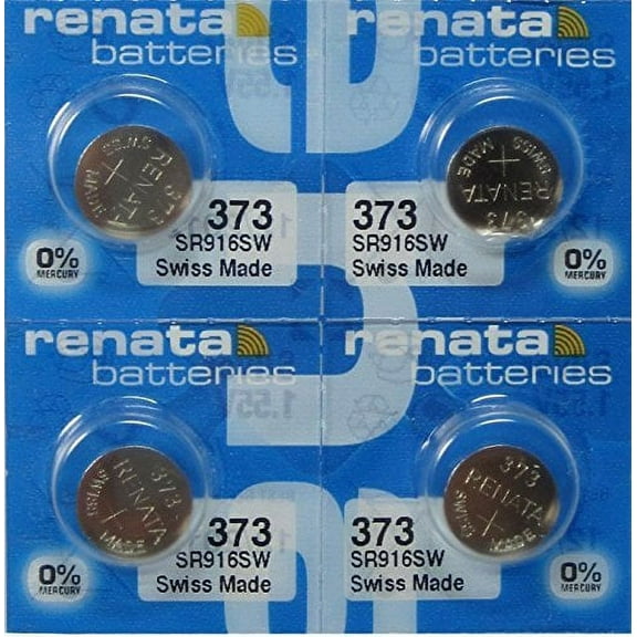 4 Renata 373 Button Cell watch 0%Hg Mercury Free Batteries