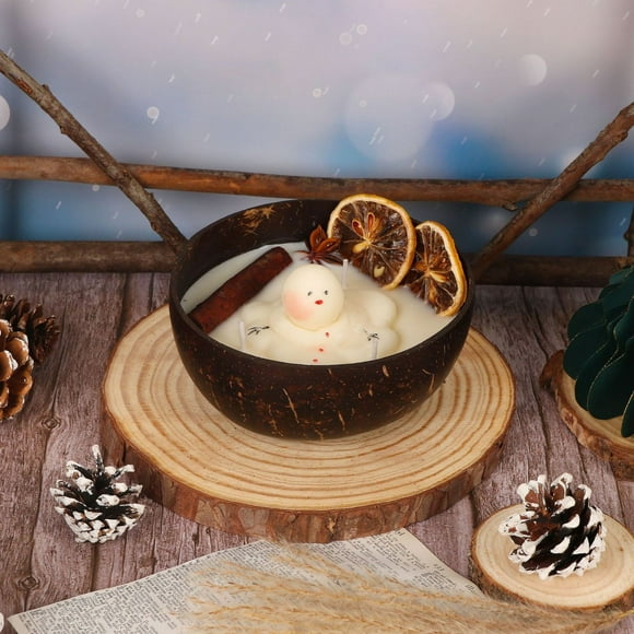 Chandelle Parfumée à la Citronnelle en Noix de Coco Recyclée, Motif Bonhomme de Neige, pour Ambiance de Noël, Chandelle Décorative pour Faire Fondre la Cire, Parfaite pour la Déco