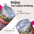 thumbnail image 4 of 20oz Stainless Steel Tumbler with Lid and Straw, Bohemian Insulated Travel Coffee Cup, Double Wall Vacuum, Leakproof Thermal Mug, 4 of 5