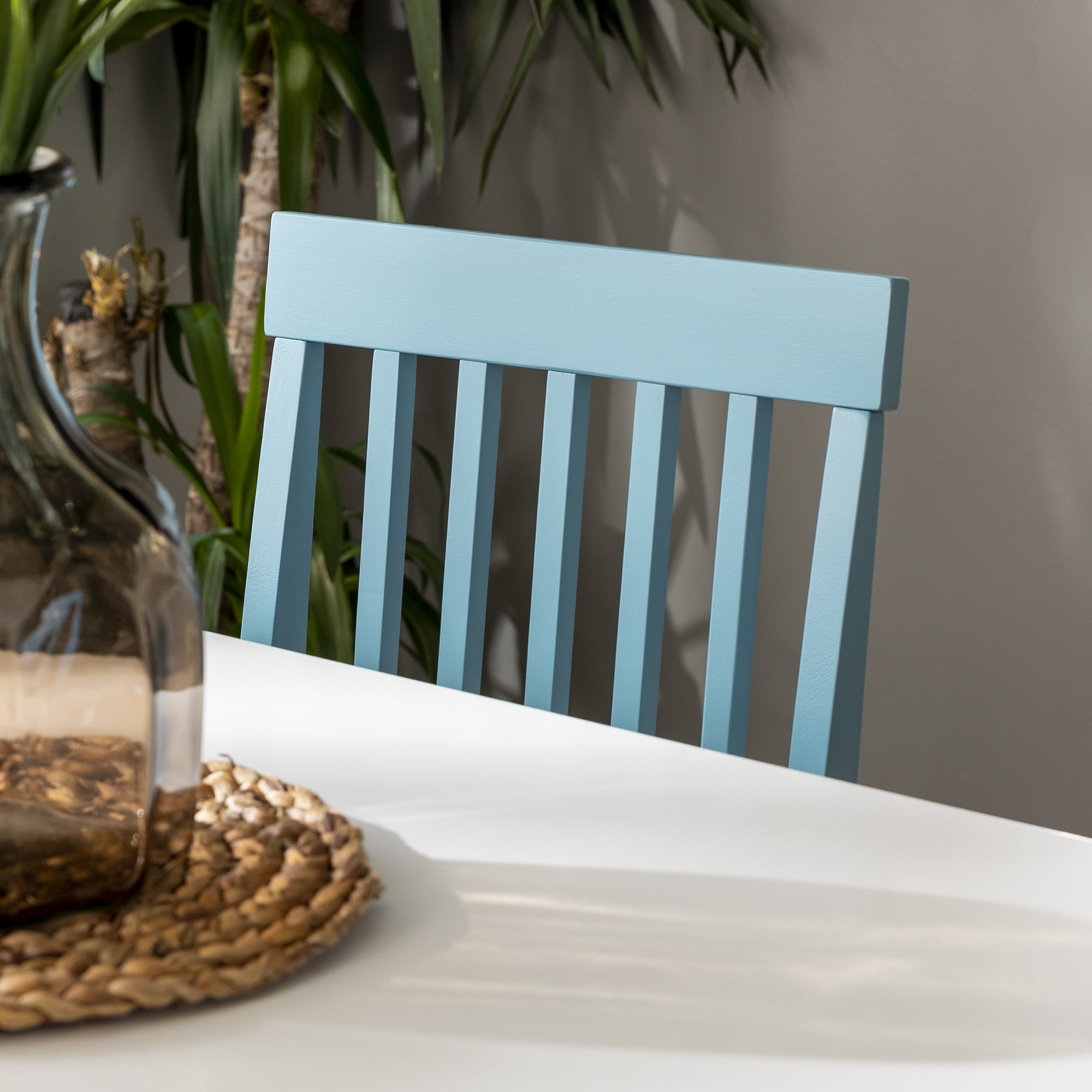 Walker Edison Modern 5-Piece Dining Set - White / Powder Blue