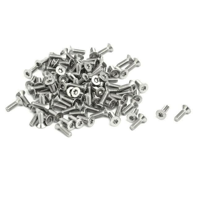 Unique Bargains M2x6mm 304 Acier Inoxydable Tête Plate Torx Type d'Entraînement Vis Argent Ton 100pcs