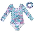 thumbnail image 2 of LYMAYTER Kids Gymnastics Leotard for Girls,Toddler Sparkle One Piece Long Sleeve Dance Biketards with Hair Scrunchie for 3-12 Years Old, 2 of 11