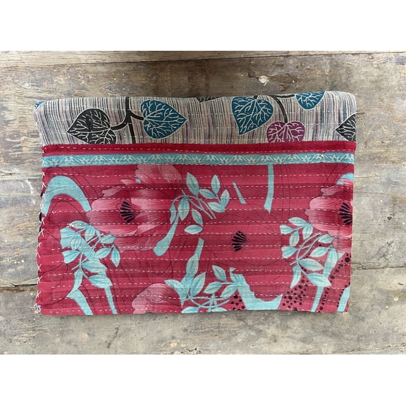 Stitched Gudari Quilted Throw Bedspread Kantha Work Winter Counterpane Sleep Mat