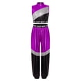 thumbnail image 3 of TiaoBug Kids Girls Jazz Hip Hop Street Dancing Outfit Sleeveless Sequin Crop Top with Dance Pants Set Purple 8, 3 of 7