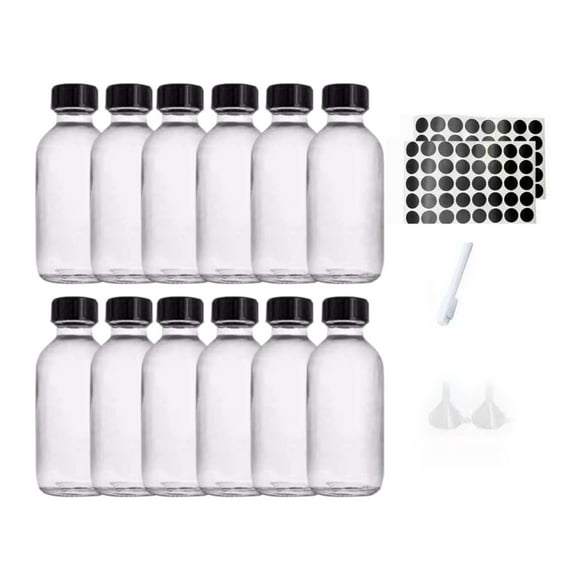 Esquirla Bouteille Boston Transparente Échantillon Bouteilles Réutilisables en Verre pour Shooters d'Huiles de Gingembre 12 Pcs 2oz