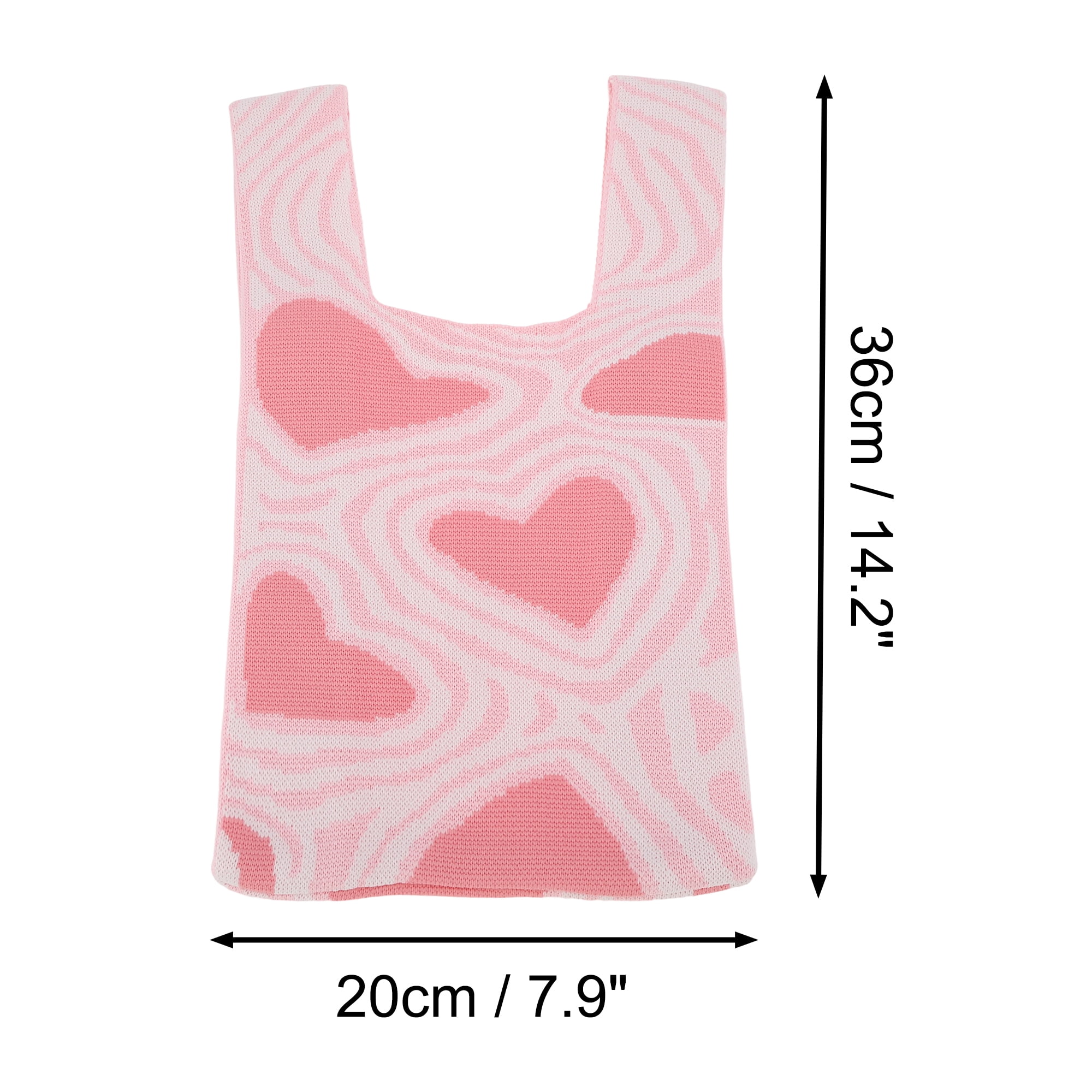 Unique Bargains Heart Knitted Wrist Bag Light Pink 1 Pc