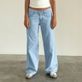 thumbnail image 6 of Cyglowse Women's Y2k Low Rise Baggy Jeans Washed Straight Wide Leg Denim Pants Casual Loose Vintage Fit Boyfriend Jean Denim Pants Sky Blue M, 6 of 6