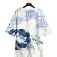 thumbnail image 5 of Linen Tops Summer Linen Shirts for Women Button V Neck 3/4 Sleeve Blouse Casual Loose Basic T-Shirt Solid Tunic Tops 2026, 5 of 7