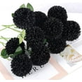 thumbnail image 4 of Artificial Chrysanthemums Flowers Ball Flowers, Fake Mums Flowers Black Silk Plants for Ghothic Home Decor Indoor Floral Arrangement Halloween Table Centerpiece (, Black), 4 of 5