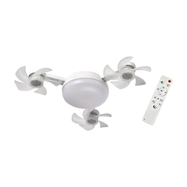 Milaget Ceiling Fan Light Remote Control Decor LED Light for Entryway Bedroom Indoor 3 Heads Fan 45cm