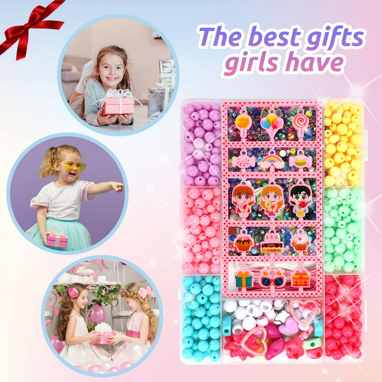 Pearoft Gifts for 5 6 7 8 Year Old Girls Kids, Girls Hair Accessories Girls Toys Age 7 8 9 10 Beads DIY Craft Birthday Gift for 5-12 Years Old
